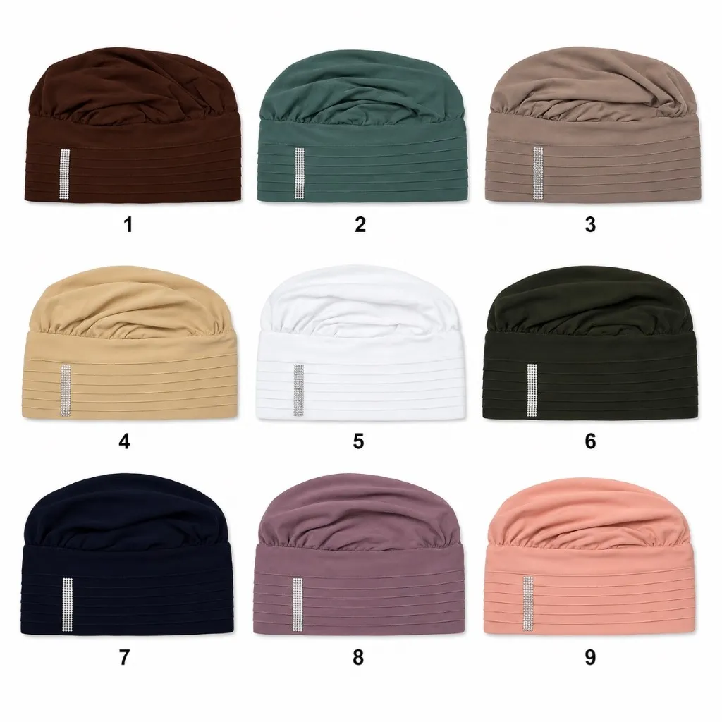 Crystal Pleated Scarf Turban بالجملة colour chart — 9 numbered colours (1–9)