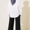Buttoned Pleated Detail Palazzo Pants Black - Afbeelding 4