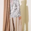 Wave Pattern Satin Shirt Grey - Imagen 3