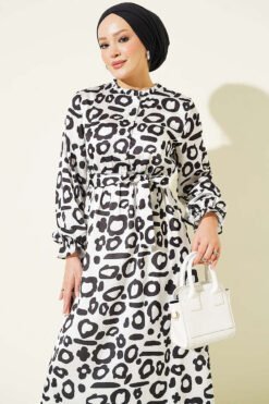 Alternative view of Satin Dress with Dalmatian Print White