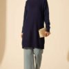 Drop Pattern Soft Knit Sweater Navy Blue – Bild 2