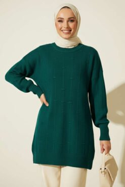 Drop Pattern Soft Knit Sweater Oil Green
