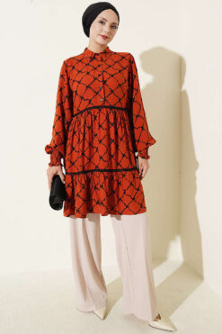 Alternative view of Lace-Detail Waistband Tunic Terracotta
