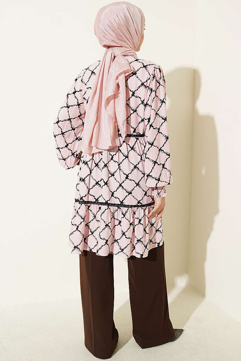 Lace-Detail Waistband Tunic Pink - الصورة 3