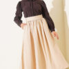 Short Blouse with Dart and Lace Detail Dark Brown - immagine 2