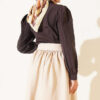 Short Blouse with Dart and Lace Detail Dark Brown - immagine 3