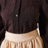 Short Blouse with Dart and Lace Detail Dark Brown - immagine 4