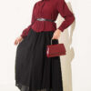 Short Blouse with Dart and Lace Detail Burgundy - Image 2