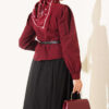 Short Blouse with Dart and Lace Detail Burgundy - Image 3