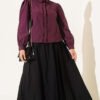 Short Blouse with Dart and Lace Detail Plum - Afbeelding 2