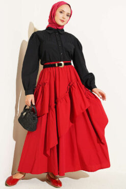 Alternative view of Short Blouse with Dart and Lace Detail Black