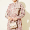 Lace-Trimmed Cuff Button Dress Beige - immagine 2