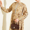 Lace-Trimmed Cuff Button Dress Mustard - Image 2