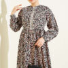 Lace-Trimmed Cuff Button Dress Black - immagine 2