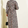 Lace-Trimmed Cuff Button Dress Black - immagine 3
