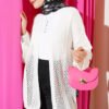 Openwork Knit Cardigan White