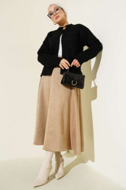 Alternative view of Textured Diamond Pattern Knit Cardigan Black