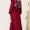 Nautical Collar Tie Waist Skirt Set Burgundy – Image 4