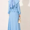 Nautical Collar Tie Waist Skirt Set Blue - Imagen 4