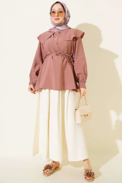 Alternative view of Nautical Collar Tunic with Belted Tie Rose Dust