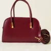 Leather Hand and Shoulder Bag Burgundy – Image 2