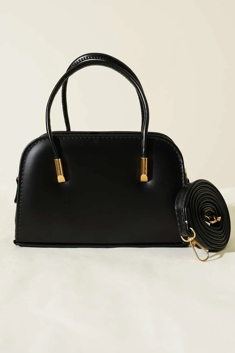 Leather Hand and Shoulder Bag Black - immagine 2