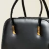 Leather Hand and Shoulder Bag Black - immagine 3