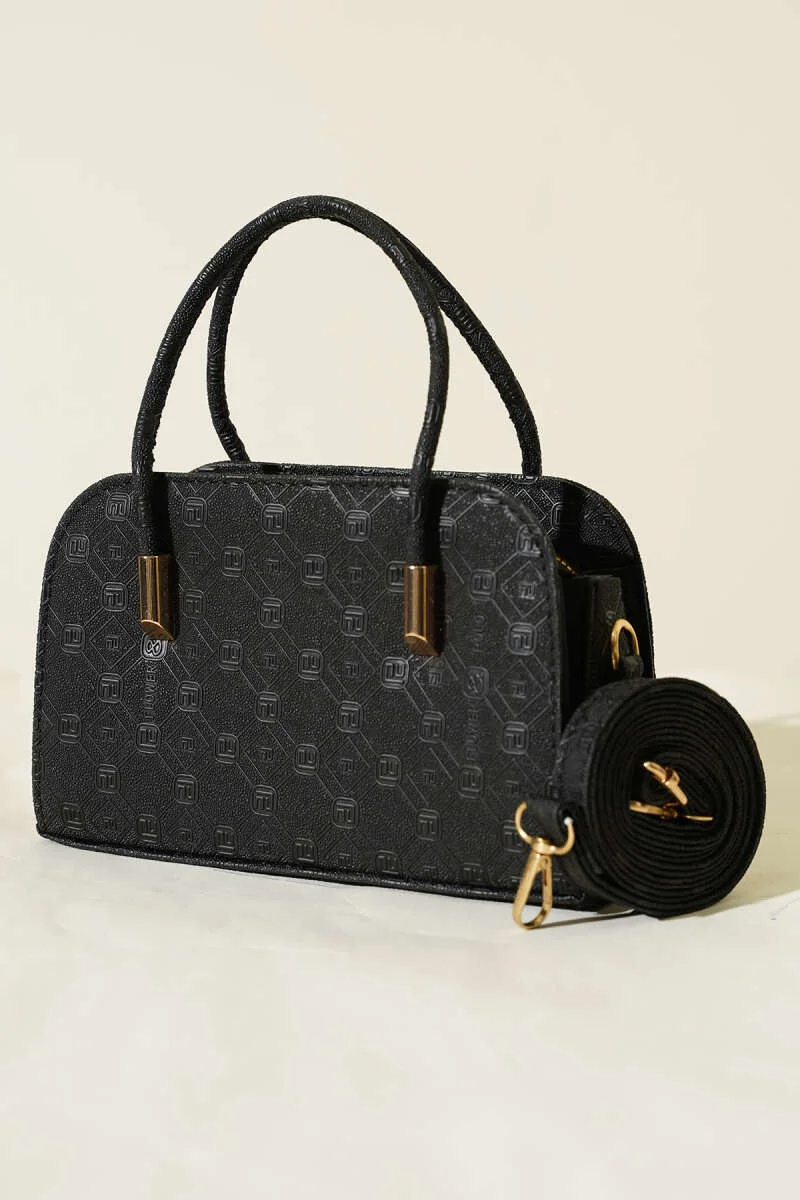 Leather Hand and Shoulder Bag Black - immagine 4