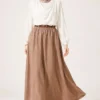 Belted Waistband Hem Edge Skirt Latte - Afbeelding 3