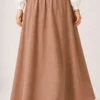 Belted Waistband Hem Edge Skirt Latte - Afbeelding 4
