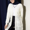 Patterned Openwork Basic Knit Cardigan Ecru