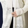 Patterned Openwork Basic Knit Cardigan Ecru - Image 4