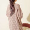 Patterned Openwork Knit Cardigan Powder Pink – Image 3