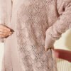 Patterned Openwork Knit Cardigan Powder Pink – Image 4