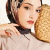 Printed Ayda Bamboo Crepe Scarf Dark Brown - Image 2