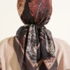 Printed Ayda Bamboo Crepe Scarf Dark Brown - Image 3