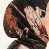 Printed Ayda Bamboo Crepe Scarf Dark Brown - Image 4