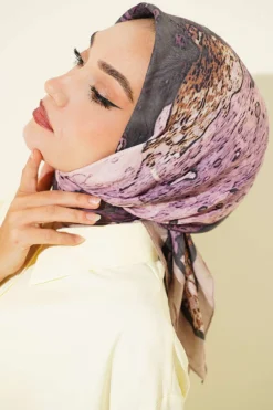 Printed Ayda Bamboo Crepe Scarf Beige