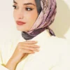 Printed Ayda Bamboo Crepe Scarf Beige - الصورة 2