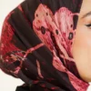 Printed Ayda Bamboo Crepe Scarf Burgundy – Image 4