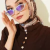 Printed Ayda Bamboo Crepe Scarf Camel - Image 2