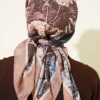 Printed Ayda Bamboo Crepe Scarf Camel - Image 3