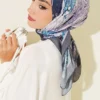 Printed Ayda Bamboo Crepe Scarf Charcoal - Image 2
