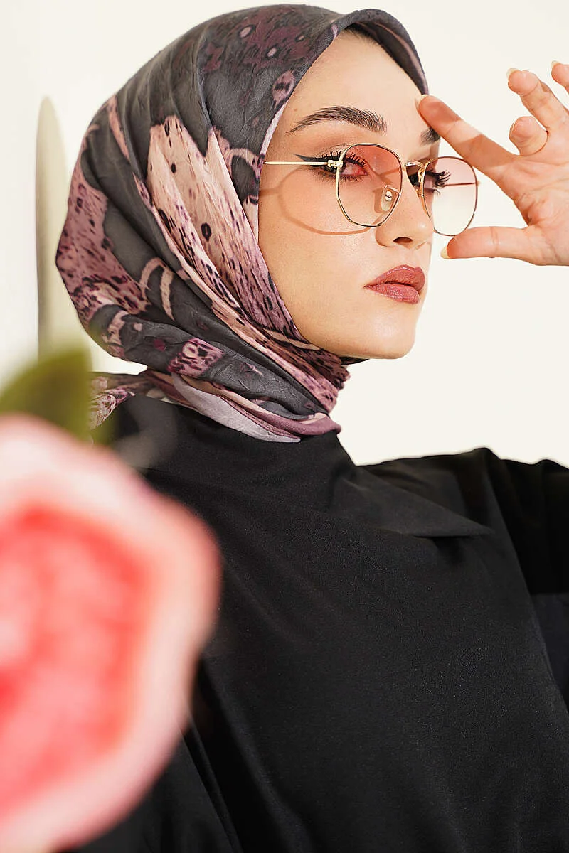 Printed Ayda Bamboo Crepe Scarf Rose Dust