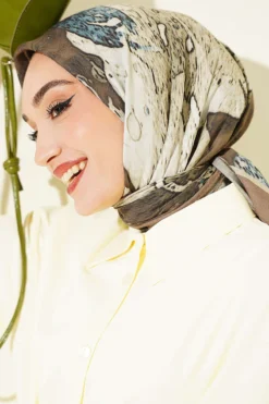 Alternative view of Printed Ayda Bamboo Crepe Scarf Khaki