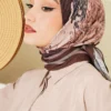 Printed Ayda Bamboo Crepe Scarf Brown - immagine 2