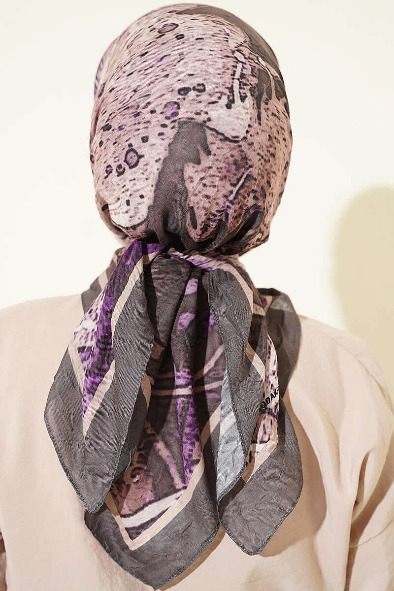 Printed Ayda Bamboo Crepe Scarf Mink - Image 3