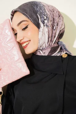Printed Ayda Bamboo Crepe Scarf Sand Beige