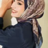 Printed Ayda Bamboo Crepe Scarf Navy Blue