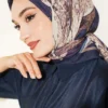 Printed Ayda Bamboo Crepe Scarf Navy Blue - Image 2